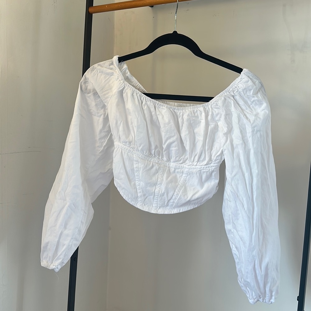 Women’s small Japna cropped, white, corset, cotton top